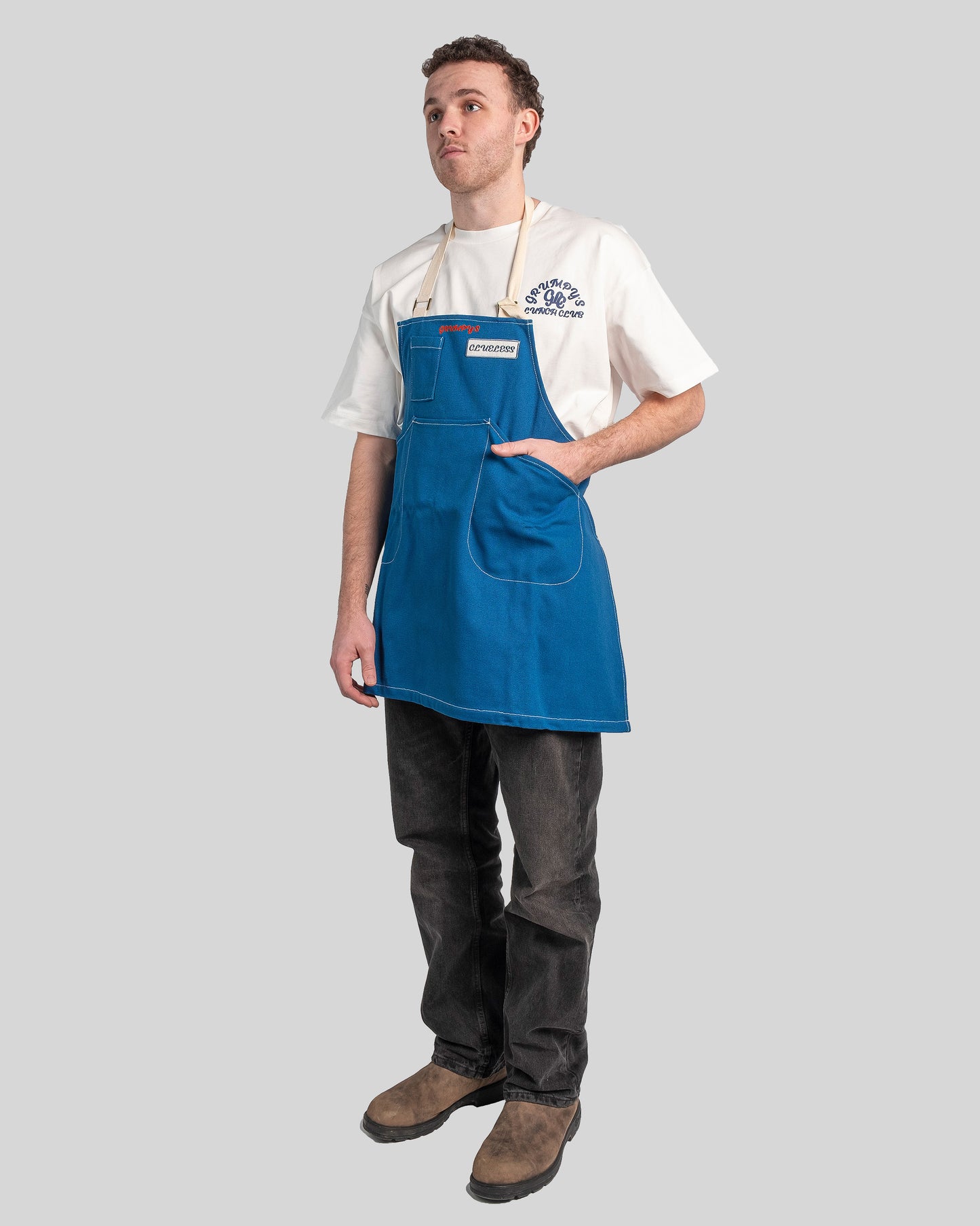 GRUMPY'S BLUE WORKER APRON