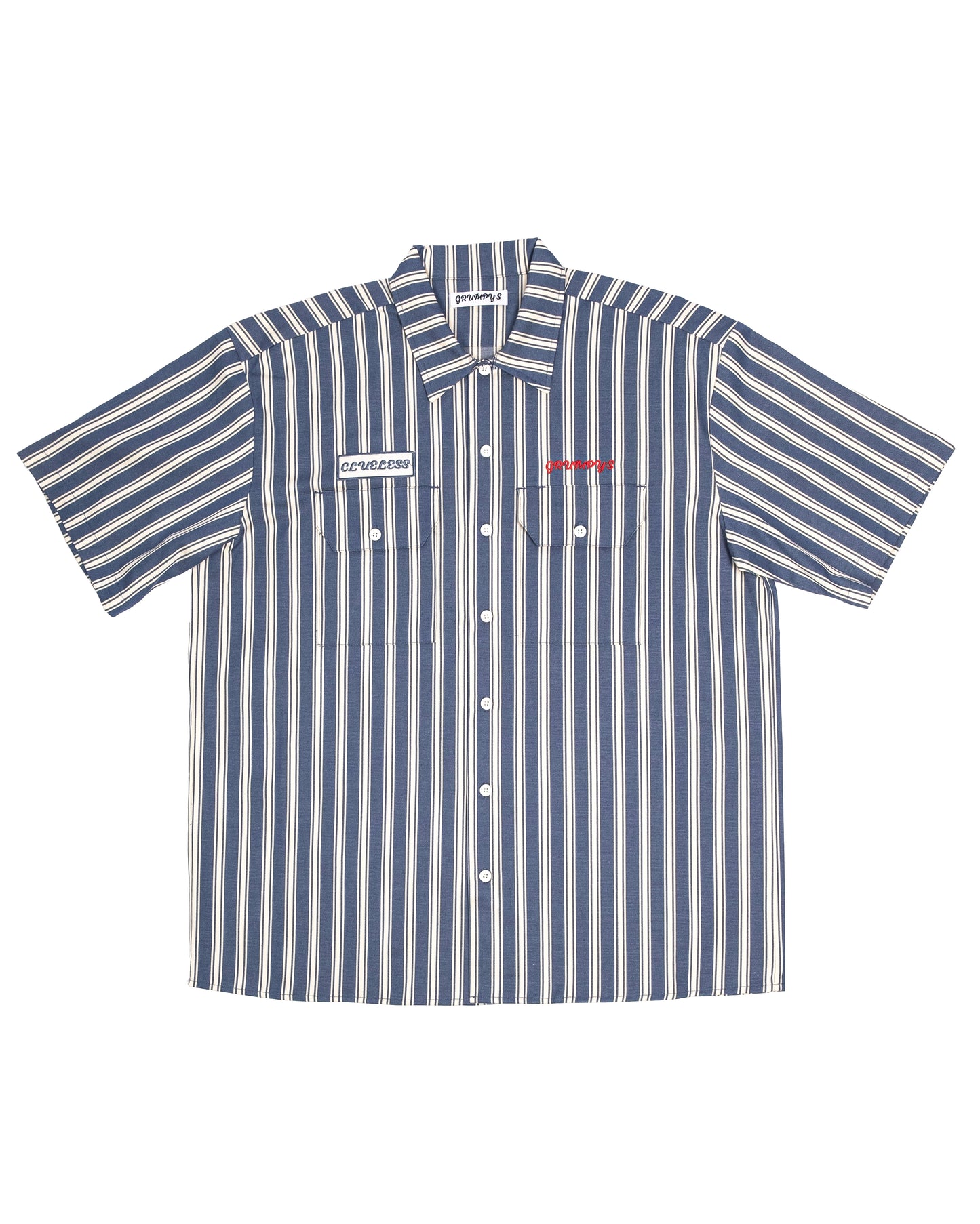 GRUMPY'S BLUE BUTTON UP WORK SHIRT