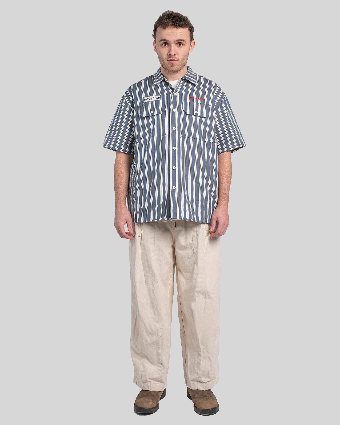 GRUMPY'S BLUE BUTTON UP WORK SHIRT